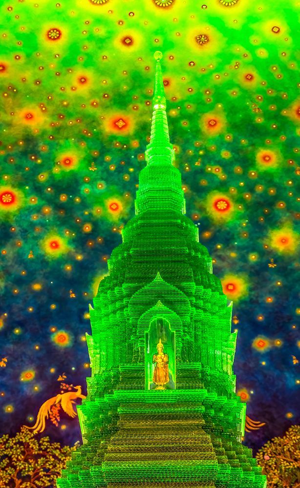 Maharatchamongkhon Stupa, Wat Paknam Bhasicharoen, Bangkok, Thailand. Temple established in 1600s. art print by William Perry for $57.95 CAD
