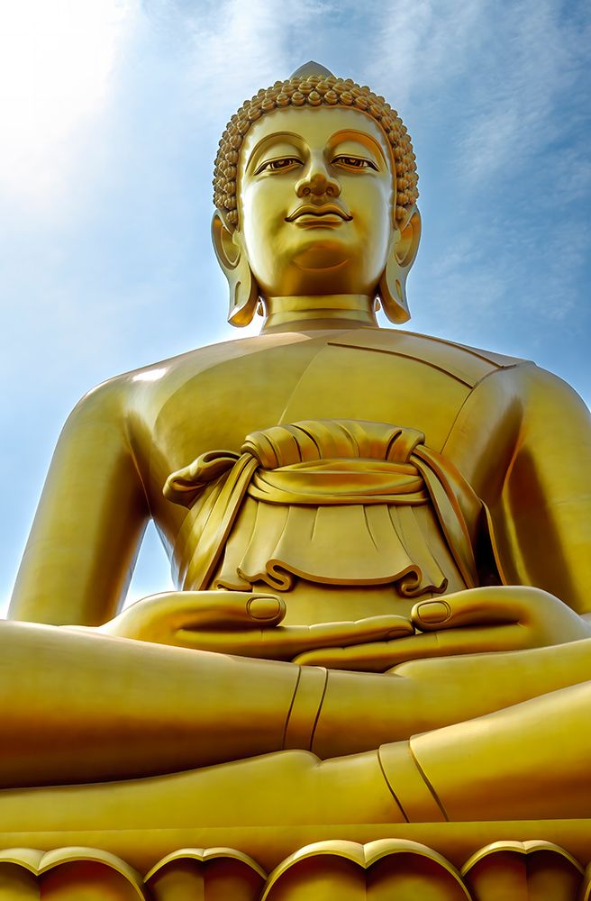 Largest golden Buddha, Wat Paknam Bhasicharoen in Bangkok, Thailand. Temple established in 1600s. art print by William Perry for $57.95 CAD