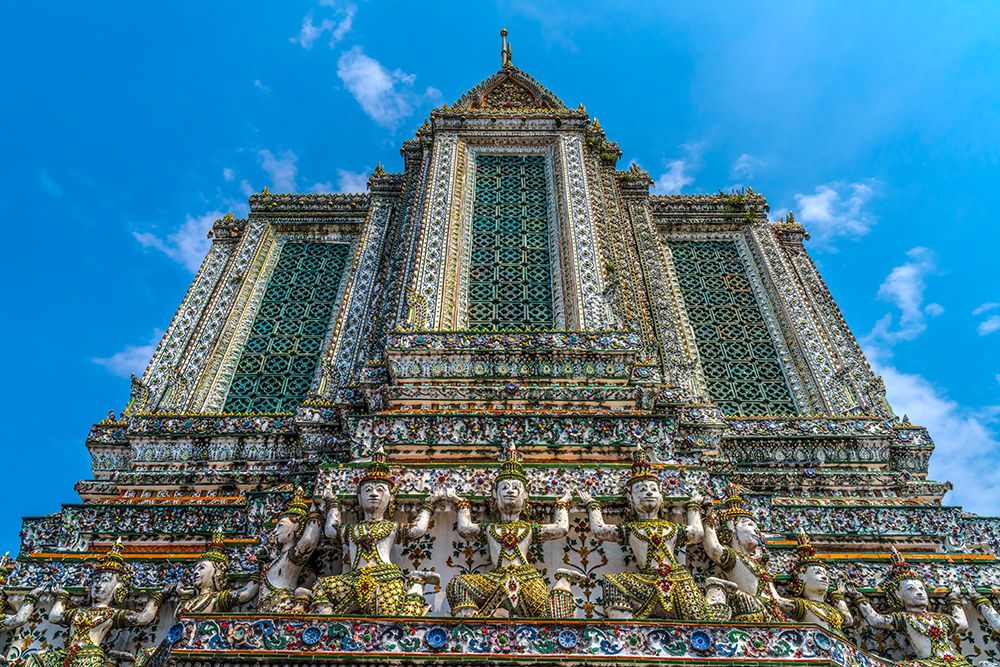 Colorful ceramic guardians, central prang, Wat Arun, Buddhist Temple of Dawn, Bangkok, Thailand. art print by William Perry for $57.95 CAD