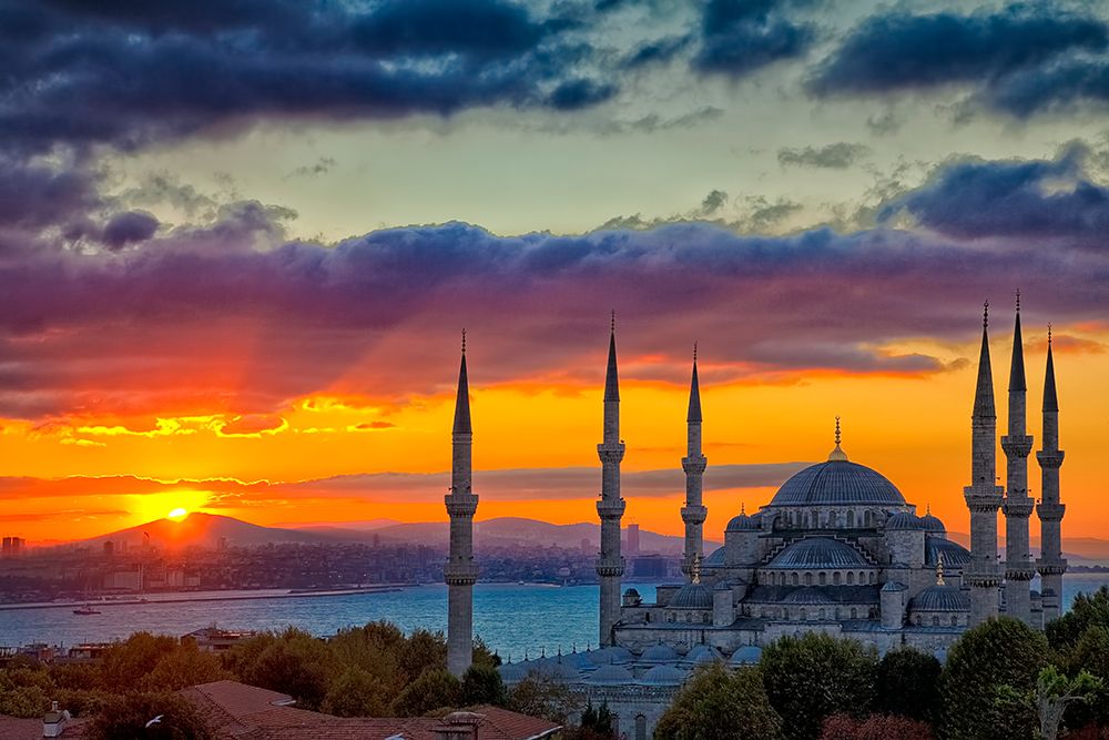 Turkey, Istanbul. Blue Mosque at sunset. art print by Jaynes Gallery for $57.95 CAD