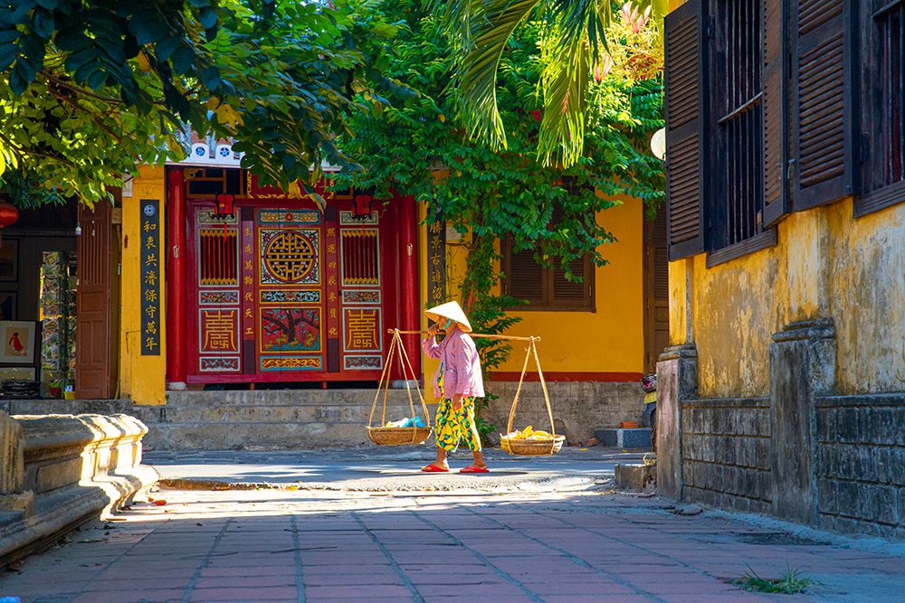 Vietnam-Woman with vegetable basket for sale art print by Tom Norring for $57.95 CAD