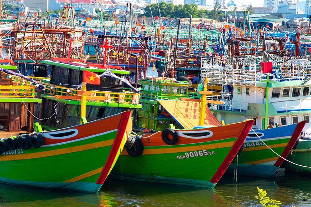 Vietnam-Danang fishing harbor art print by Tom Norring for $57.95 CAD