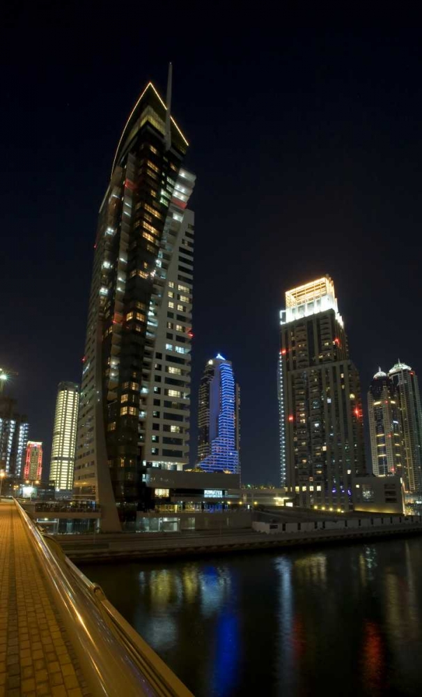UAE, Dubai, Marina Downtown buildings at night art print by Bill Young for $57.95 CAD