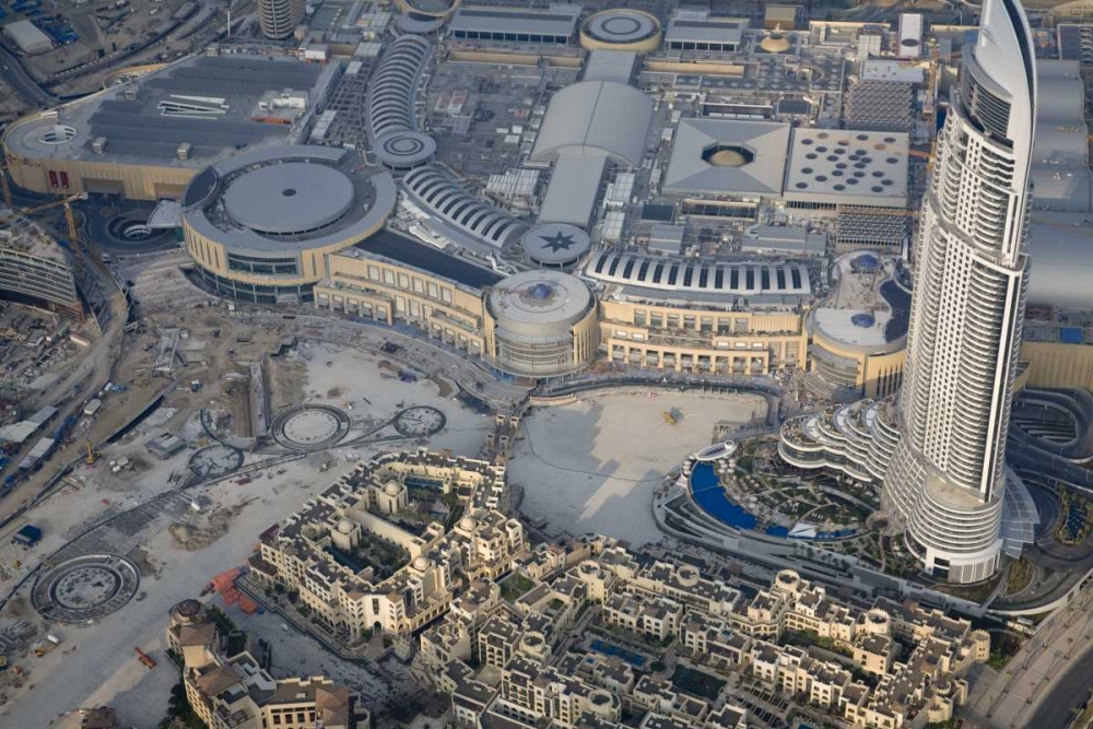 UAE, Dubai Aerial of downtown Dubai art print by Bill Young for $57.95 CAD