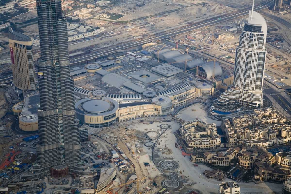 UAE, Dubai Aerial downdown cityscape art print by Bill Young for $57.95 CAD