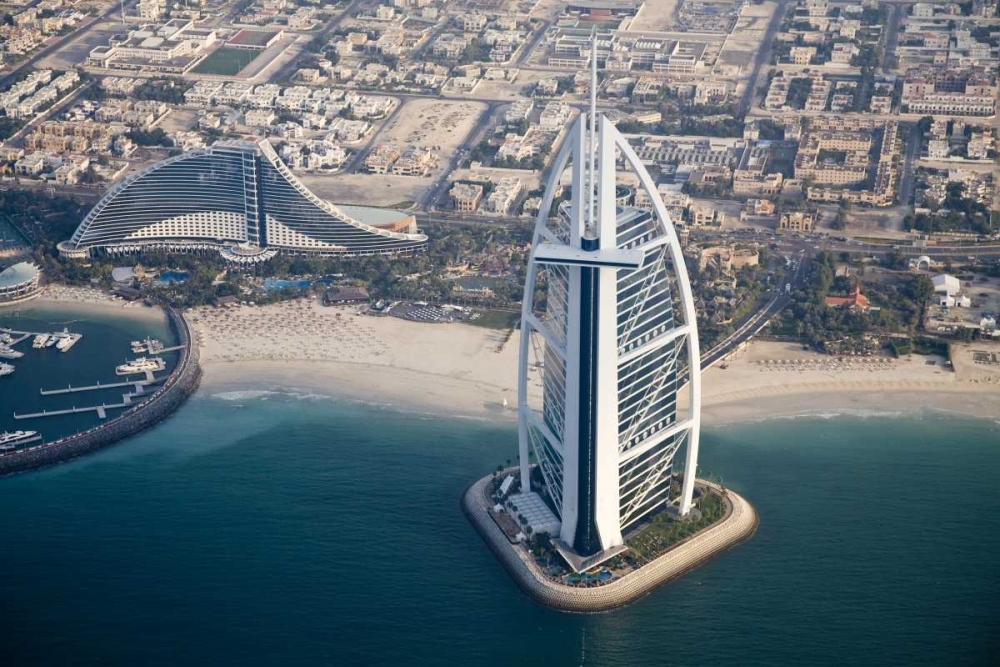 UAE, Dubai Aerial Cityscape and Waterfront art print by Bill Young for $57.95 CAD