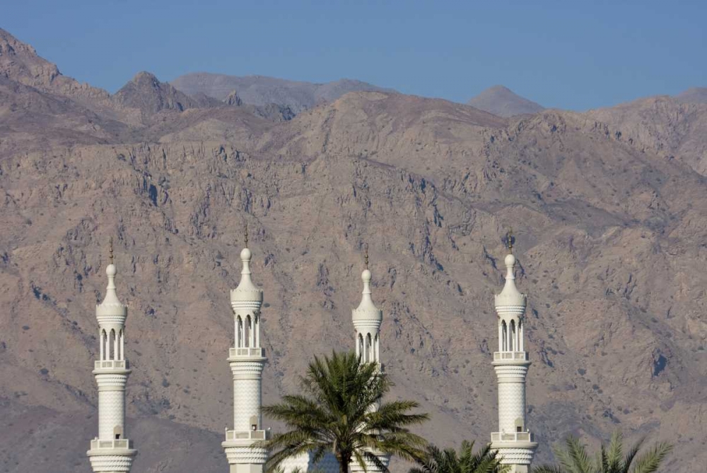 UAE, Fujairah Minarets against distant hills art print by Bill Young for $57.95 CAD