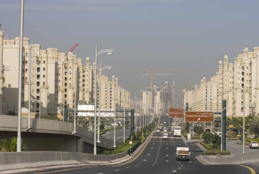 UAE, Dubai Road to the Palm Jumeirah complex art print by Bill Young for $57.95 CAD