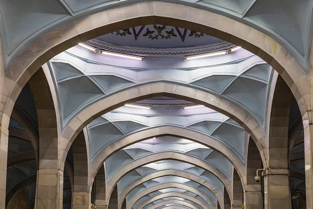 Tashkent, Uzbekistan, Central Asia. Arches and ceiling in a Tashkent subway station. art print by Emily M. Wilson for $57.95 CAD