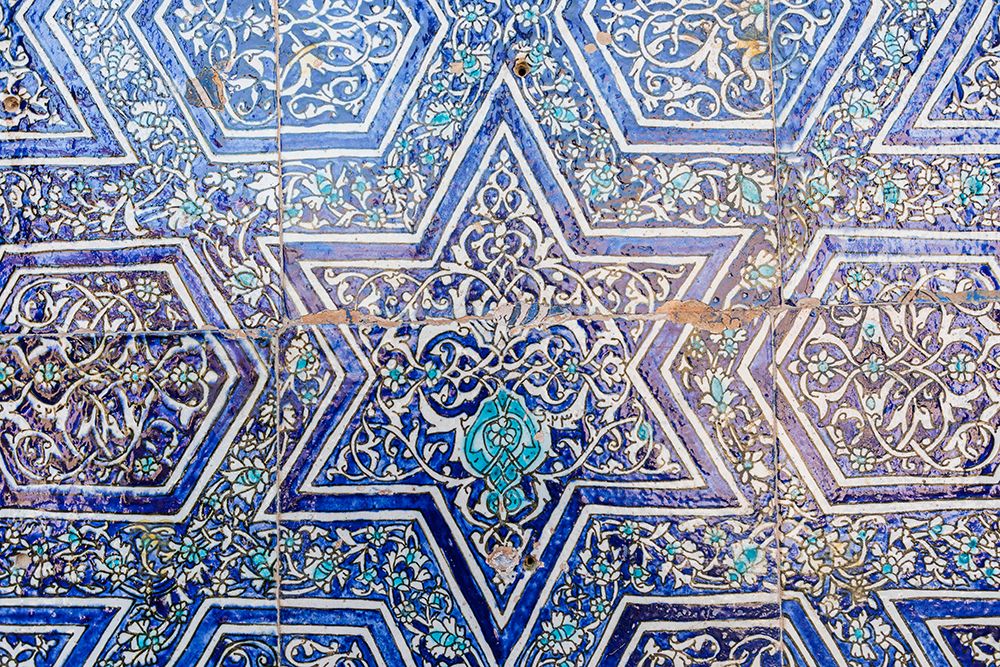 Khiva, Xorazm Region, Uzbekistan, Central Asia. Traditional decorative tile on the Khan Palace. art print by Emily M. Wilson for $57.95 CAD