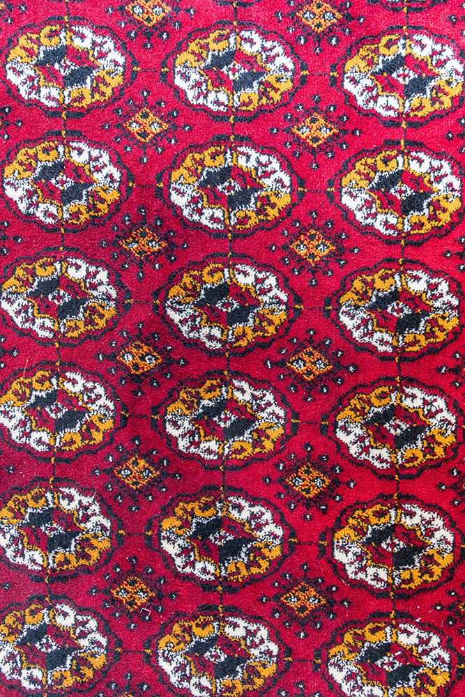 Khiva, Xorazm Region, Uzbekistan, Central Asia. Traditional red rug at the Khan palace. art print by Emily M. Wilson for $57.95 CAD