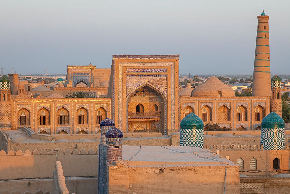 Khiva, Xorazm Region, Uzbekistan, Central Asia. Islam Khodja Madrasa and minaret. art print by Emily M. Wilson for $57.95 CAD