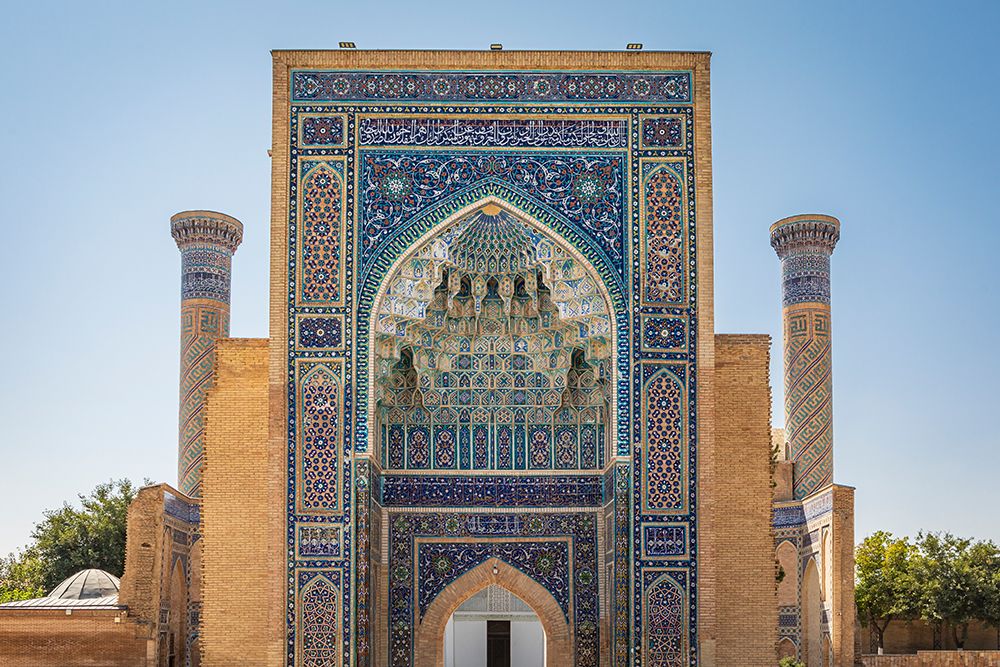 Samarkand, Uzbekistan, Central Asia. The beautifully decorated Gur-i Amir Mausoleum. art print by Emily M. Wilson for $57.95 CAD