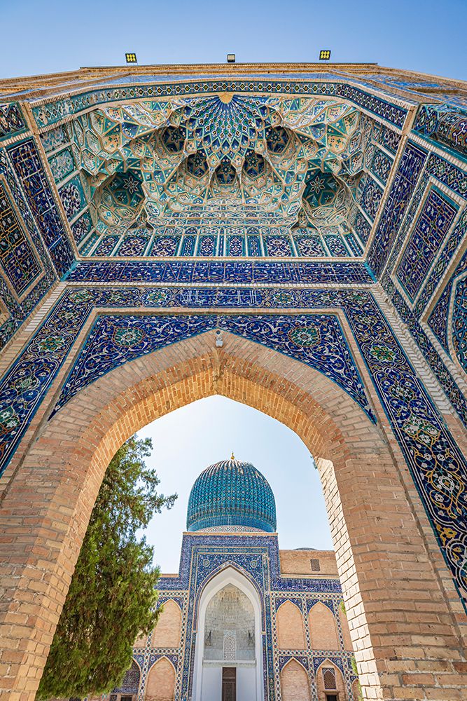 Samarkand, Uzbekistan, Central Asia. The beautifully decorated Gur-i Amir Mausoleum. art print by Emily M. Wilson for $57.95 CAD