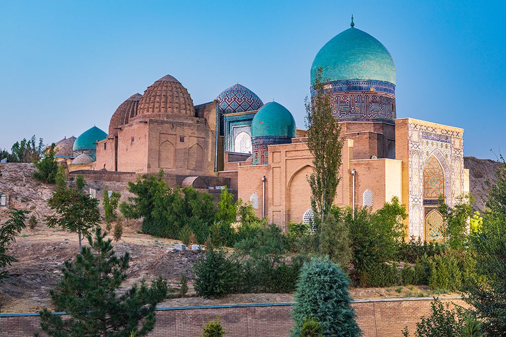 Samarkand, Uzbekistan, Central Asia. Evening view of the Shah-i-Zinda. art print by Emily M. Wilson for $57.95 CAD