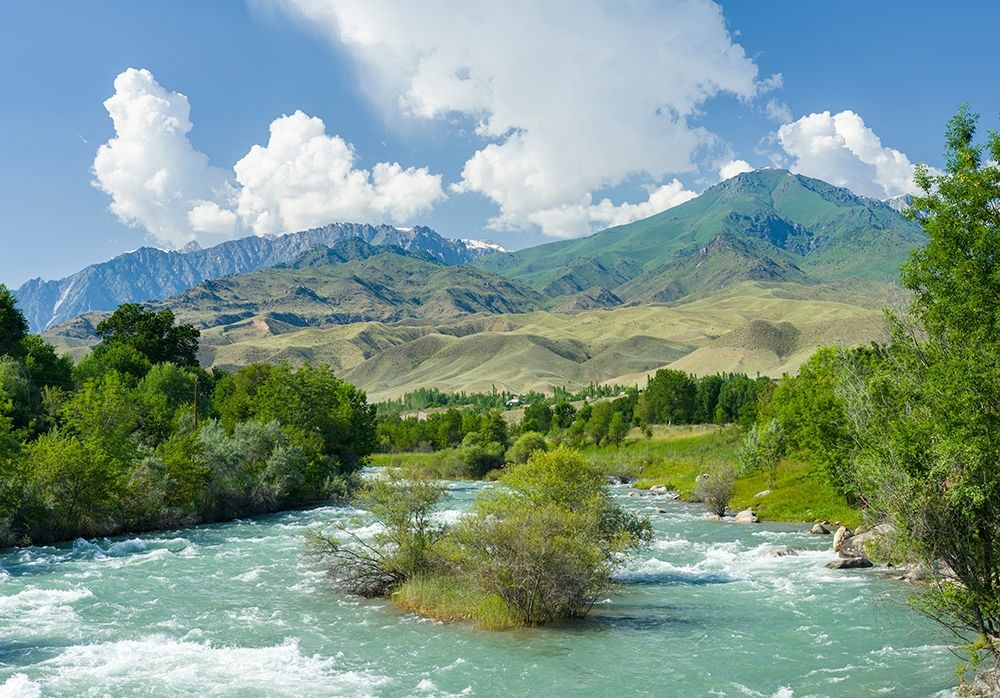 Landscape near Toktogul close to Tien Shan Highway-connecting Bishkek with Osh art print by Martin Zwick for $57.95 CAD