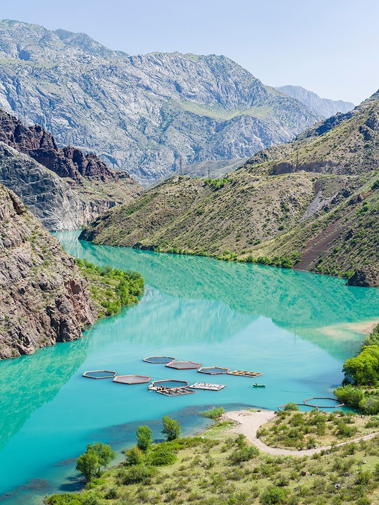 Landscape along the Tien Shan Highway-the Kurpsai Reservoir art print by Martin Zwick for $57.95 CAD