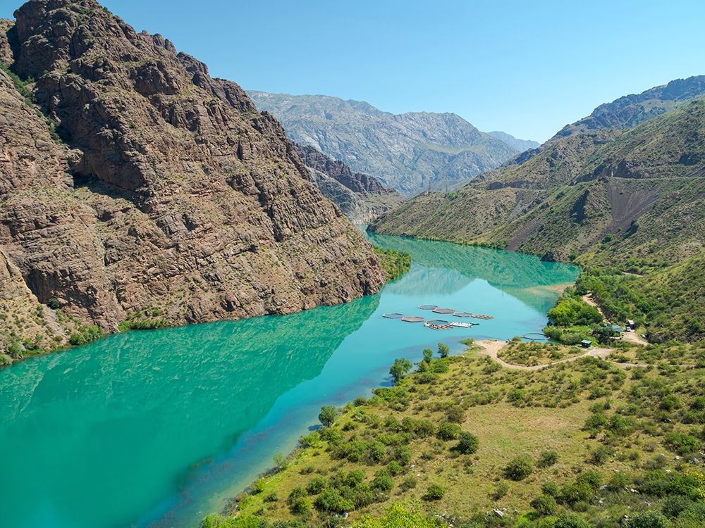 Landscape along the Tien Shan Highway-the Kurpsai Reservoir art print by Martin Zwick for $57.95 CAD
