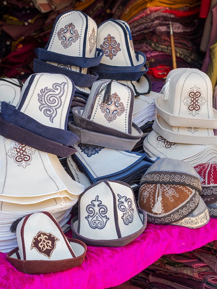 Kalpak (Al-Kalpak)-the traditional felt hat of Kyrgyzstan Jayma Bazaar-one of the greatest tradition art print by Martin Zwick for $57.95 CAD