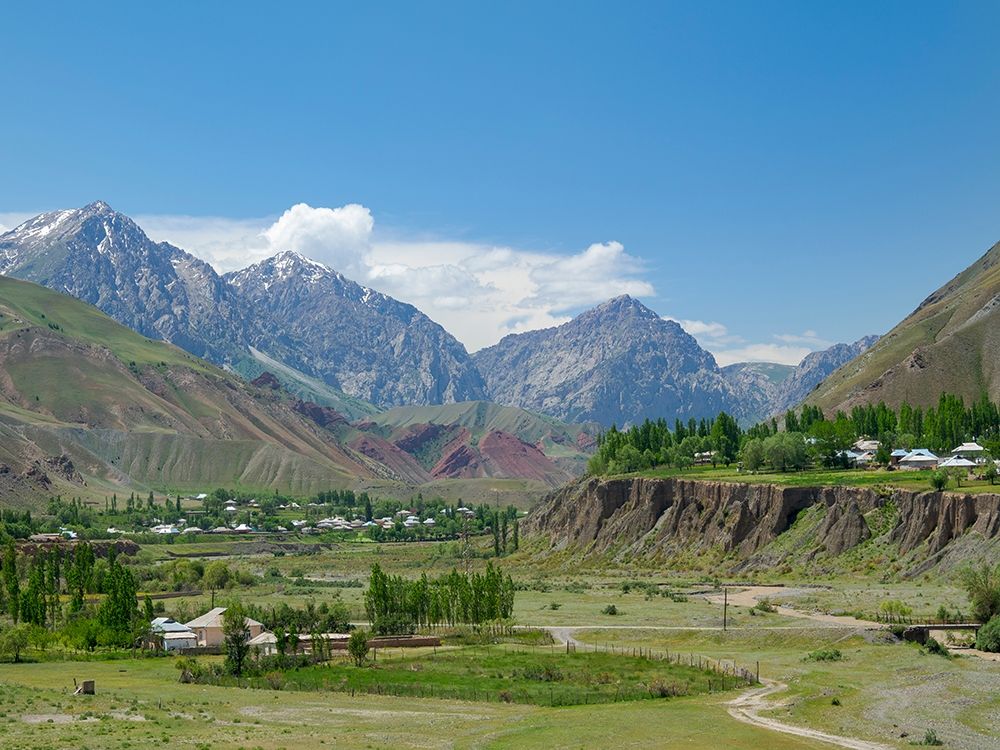 Landscape along the Pamir Highway The mountain range Tian Shan or Heavenly Mountains art print by Martin Zwick for $57.95 CAD