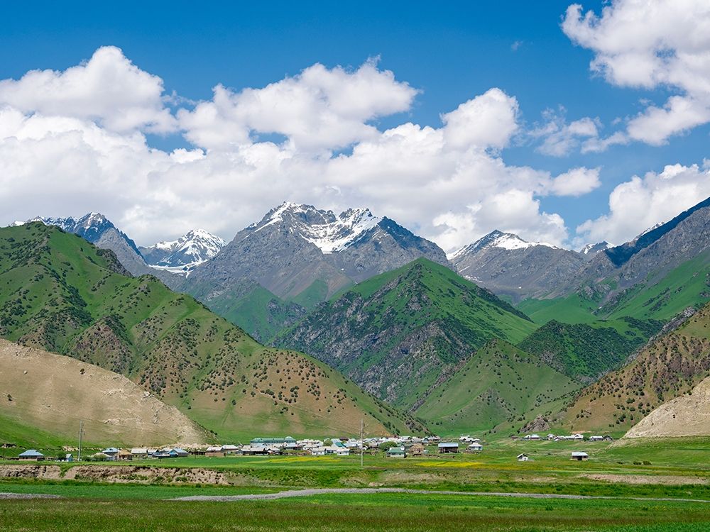 Landscape along the Pamir Highway The mountain range Tian Shan or Heavenly Mountains art print by Martin Zwick for $57.95 CAD