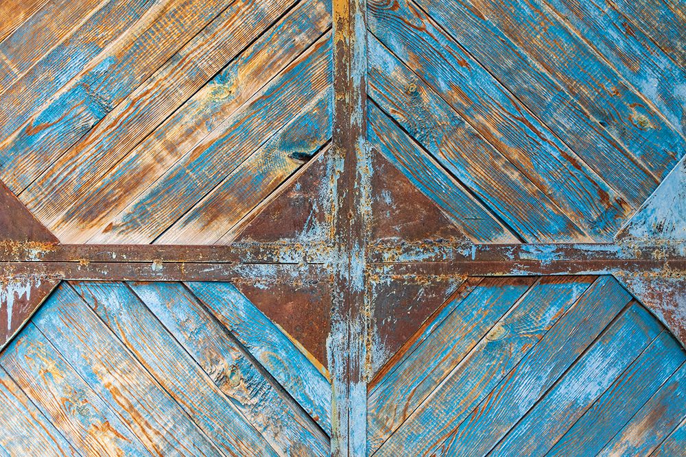 Margib-Sughd Province-Tajikistan Faded blue paint on a wooden door art print by Emily Wilson for $57.95 CAD