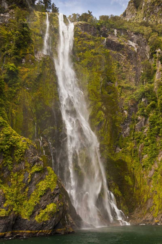 New Zealand Waterfall into Milford Sound art print by Cathy and Gordon Illg for $57.95 CAD