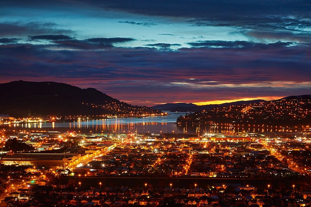 City lights-South Dunedin and Otago Harbor-Dunedin art print by David Wall for $57.95 CAD