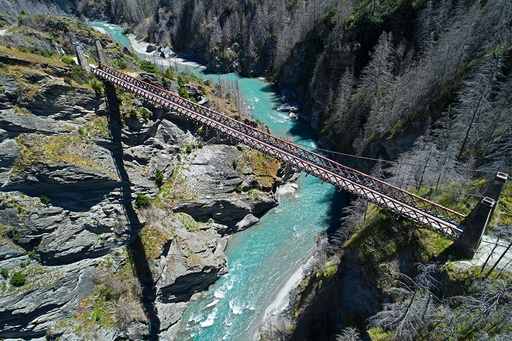 Historic Skippers Suspension Bridge (1901)-above Shotover River-Skippers Canyon-Queenstown art print by David Wall for $57.95 CAD