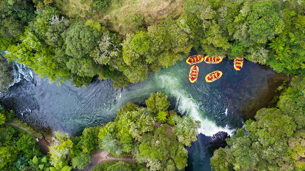 Okere Falls-New Zealand. White water rafting down the Kaituna River in Rotorua-New Zealand. art print by Micah Wright for $57.95 CAD