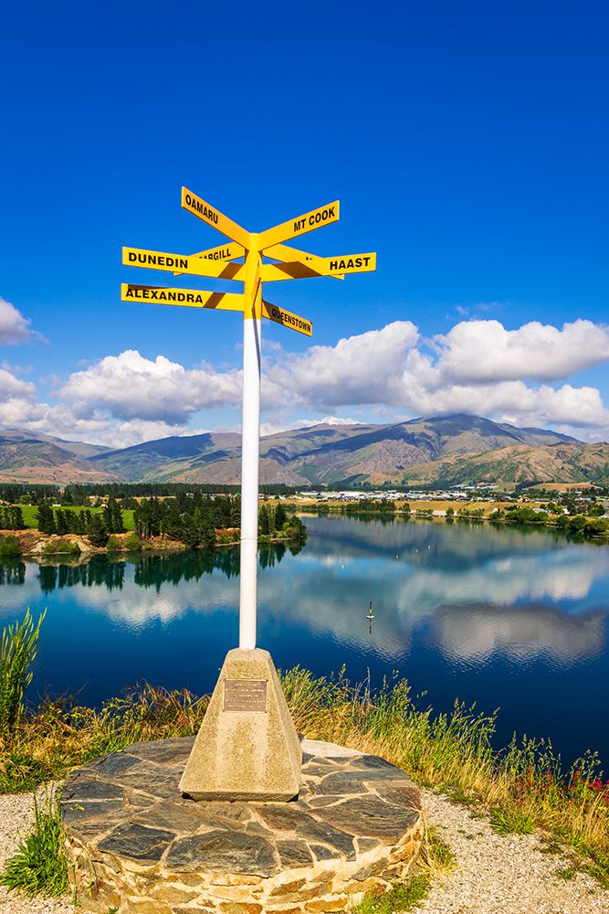 Location sign at the Bruce Jackson Lookout-Cromwell-Central Otago-South Island-New Zealand art print by Russ Bishop for $57.95 CAD