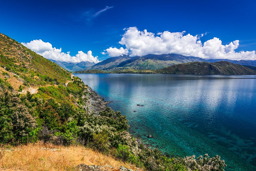 Cycling the shore of Lake Wanaka-Otago-South Island-New Zealand art print by Russ Bishop for $57.95 CAD
