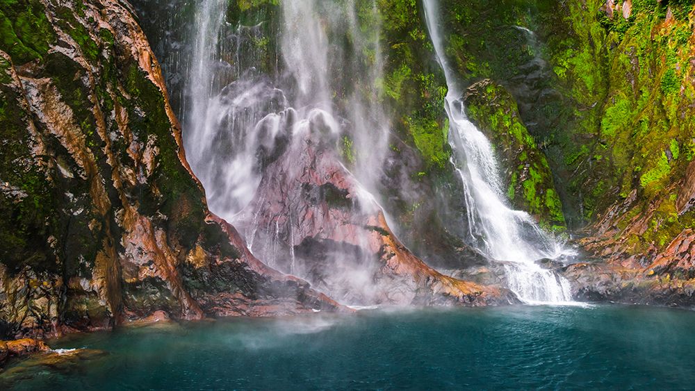 Stirling Falls, Milford Sound, Fiordland National Park, South Island, New Zealand art print by Russ Bishop for $57.95 CAD