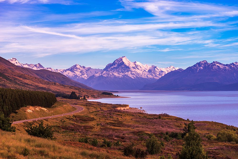 Mount Cook above Lake Pukaki, Aoraki Mount Cook National Park, South Island, New Zealand art print by Russ Bishop for $57.95 CAD