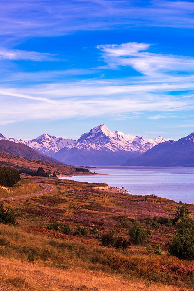 Mount Cook above Lake Pukaki, Aoraki Mount Cook National Park, South Island, New Zealand art print by Russ Bishop for $57.95 CAD