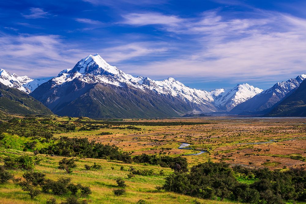 Morning light on Mount Cook, Aoraki Mount Cook National Park, South Island, New Zealand art print by Russ Bishop for $57.95 CAD