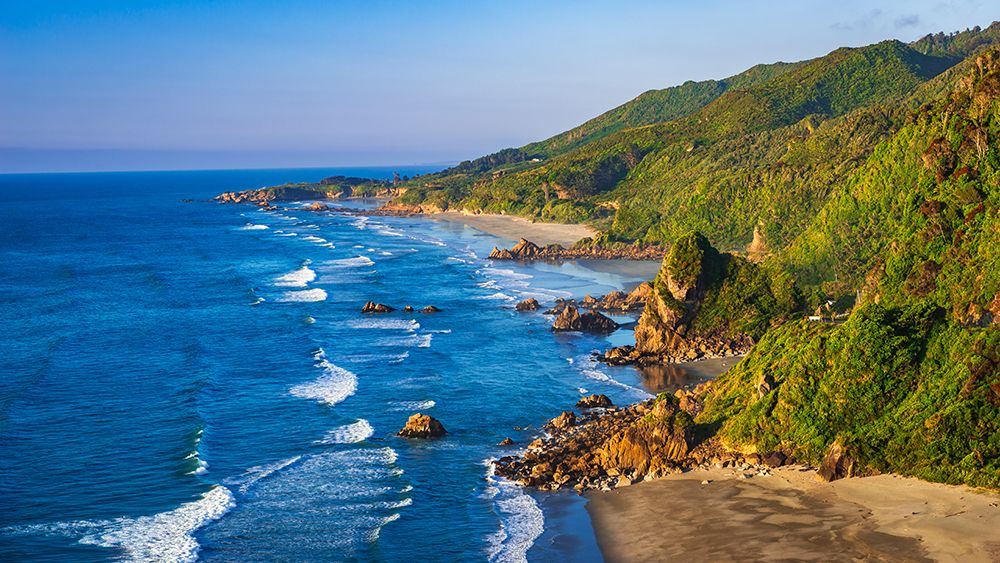 West Coast view from Irimahuwhero Lookout, Paparoa National Park, Punakaiki, New Zealand art print by Russ Bishop for $57.95 CAD