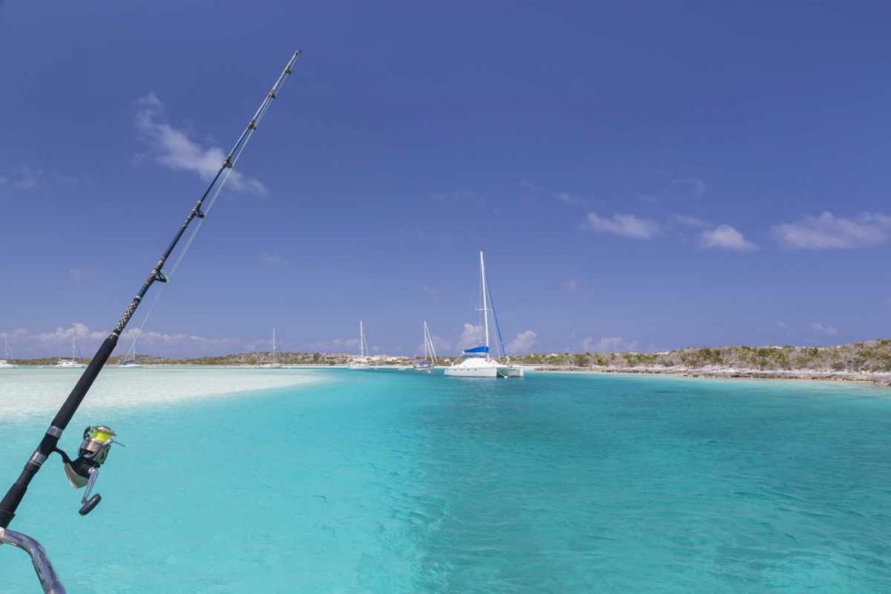 Bahamas, Exuma Island Sailboats and fishing rod art print by Don Paulson for $57.95 CAD