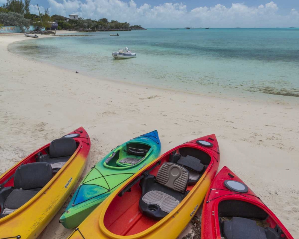 Bahamas, Exuma Island Kayaks on beach art print by Don Paulson for $57.95 CAD