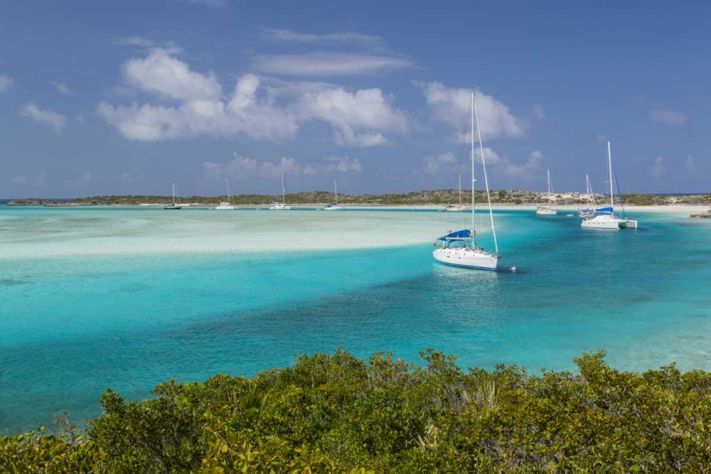 Bahamas, Exuma Island Moored sailboats art print by Don Paulson for $57.95 CAD