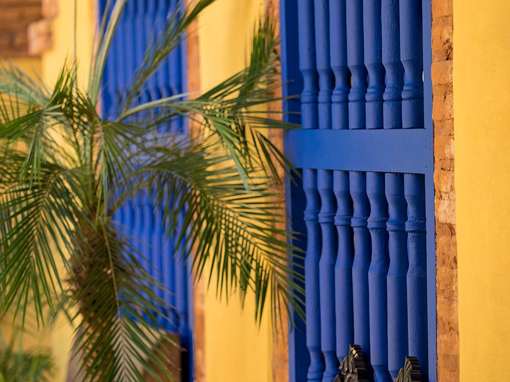 Cuba-Trinidad-UNESCO World Heritage Site-blue shutters in courtyard of Casa art print by Merrill Images for $57.95 CAD