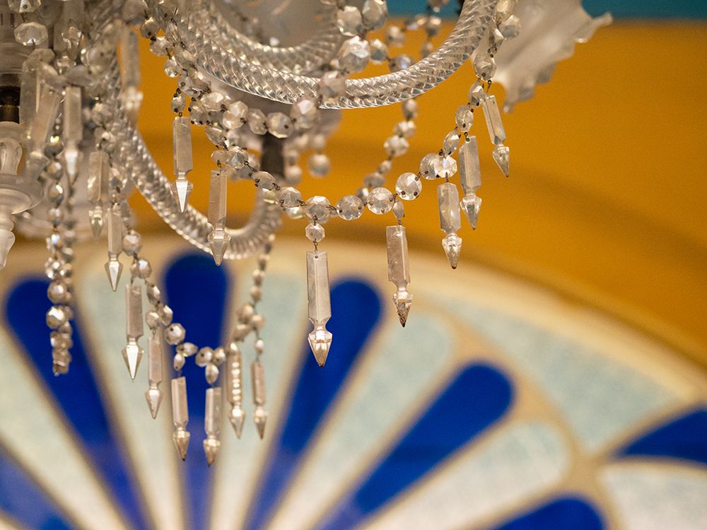 Cuba-Santa Clara-ornate chandelier in historic theater art print by Merrill Images for $57.95 CAD
