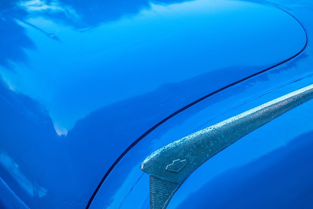 Detail of trunk and fender on blue classic American Buick car in Habana-Havana-Cuba art print by Janis Miglavs for $57.95 CAD