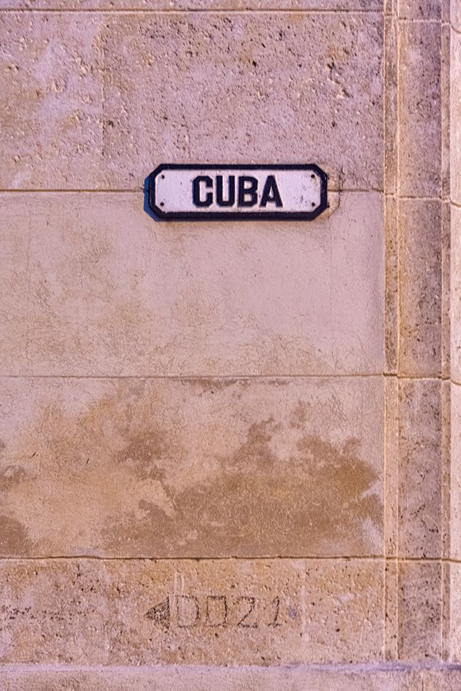 Cuba street sign on pink wall in Old Havana-La Habana Vieja-Cuba art print by Janis Miglavs for $57.95 CAD