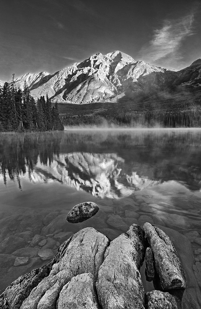 Canada-Alberta-Jasper National Park Pyramid Mountain reflected in Pyramid Lake at sunrise art print by Jaynes Gallery for $57.95 CAD