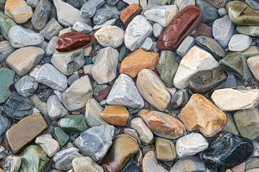 Canada-Alberta-Waterton Lakes National Park Rocks on shoreline of Upper Waterton Lake art print by Jaynes Gallery for $57.95 CAD