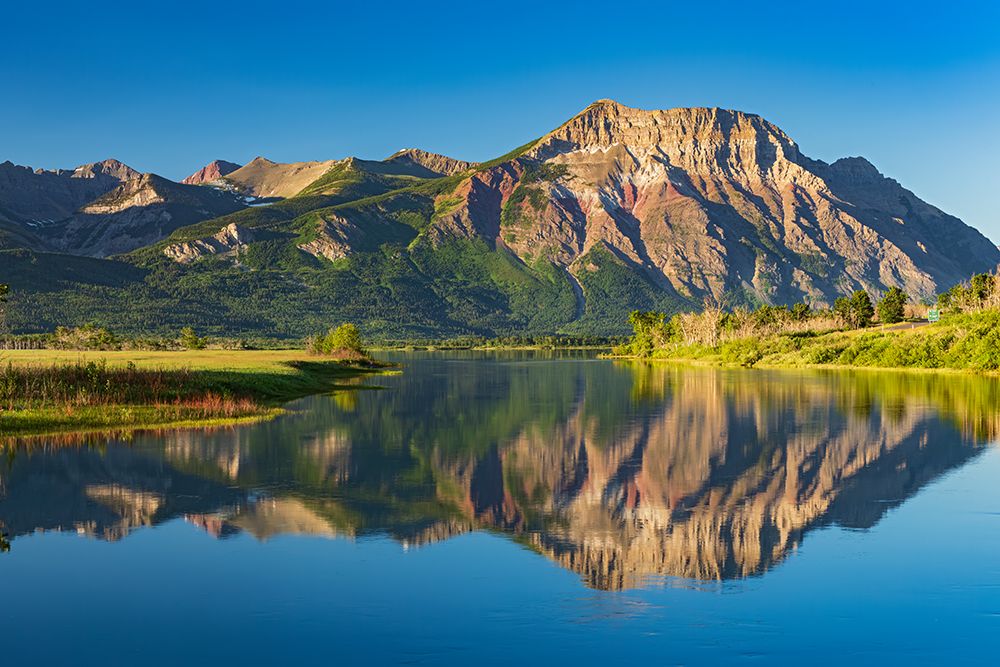 Canada-Alberta-Waterton Lakes National Park Rocky Mountains reflected in Lower Waterton Lake art print by Jaynes Gallery for $57.95 CAD