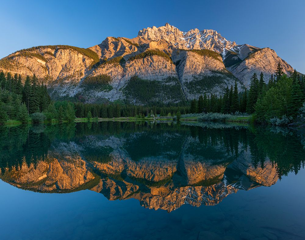 Canada-Alberta-Banff National Park Cascade Mountain reflected in Cascade Pond at sunrise art print by Jaynes Gallery for $57.95 CAD