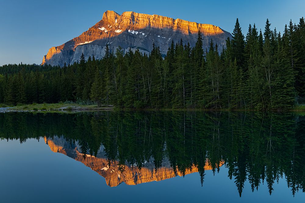 Canada-Alberta-Banff National Park Mt Rundle reflected in Cascade Pond at sunrise art print by Jaynes Gallery for $57.95 CAD