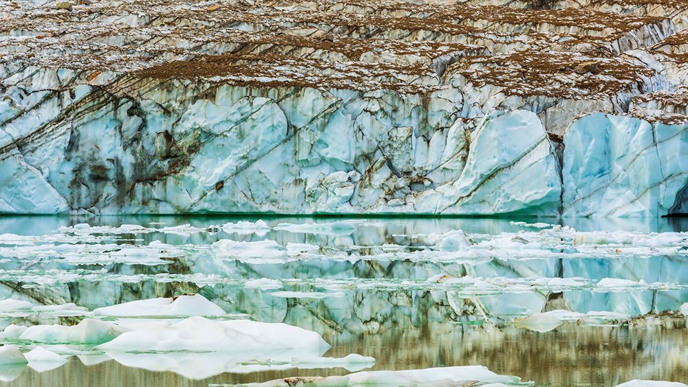 Icebergs on glacial meltwater under Mount Edith Cavell-Jasper National Park-Alberta-Canada art print by Russ Bishop for $57.95 CAD